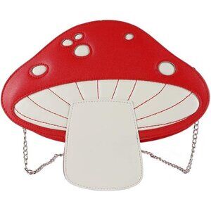 Women Mushroom Shape PU Leather Shoulder Crossbody Bag Tote Chain